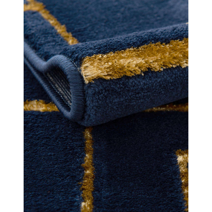 MarilynMonroe Glam Geometric Navy Blue/Gold Area Rug & Reviews Wayfair